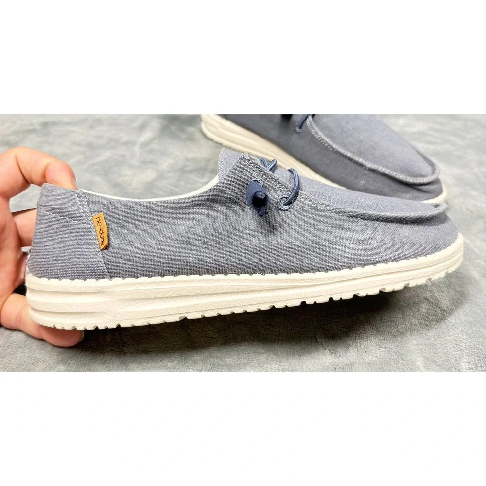 Hey Dude Wendy Chambray Shoes Womens 9 Gray Slip On Casual Loafer